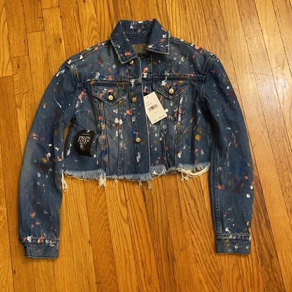 PRPS print splatter cropped Jean jacket M - Picture 6 of 8
